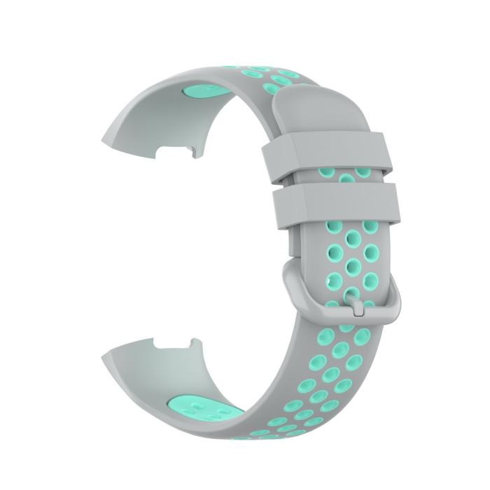 Bild 4,  Fitbit Charge 4/3 Silikon Träningsarmband Grå/Cyan