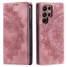  Samsung Galaxy S24 Ultra Fodral Flip Mandala L&auml;der Ros&eacute;guld