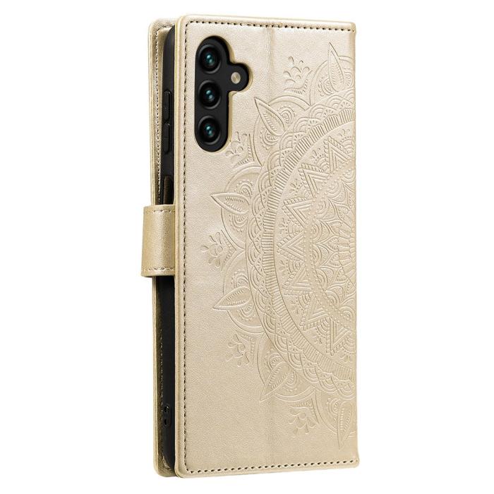 Bild 5,  Samsung Galaxy A54 5G Fodral Mandala Läder Guld