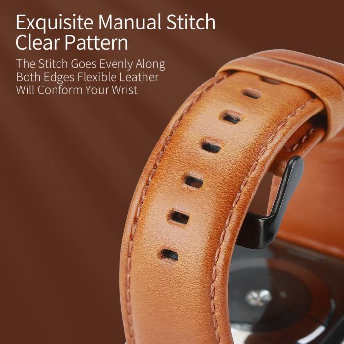 Bild 6, DUX DUCIS DUX DUCIS Apple Watch 42/44/45/46/49 mm Klockarmband Äkta Läder Brun