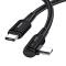 ESSAGER ESSAGER 2m 60W PD USB-C - USB-C Elbow Laddningskabel Svart