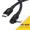 ESSAGER ESSAGER 2m 60W PD USB-C - USB-C Elbow Laddningskabel Svart