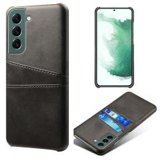  Samsung Galaxy S24 L&auml;derbelagt Skal Med Kortfack Svart