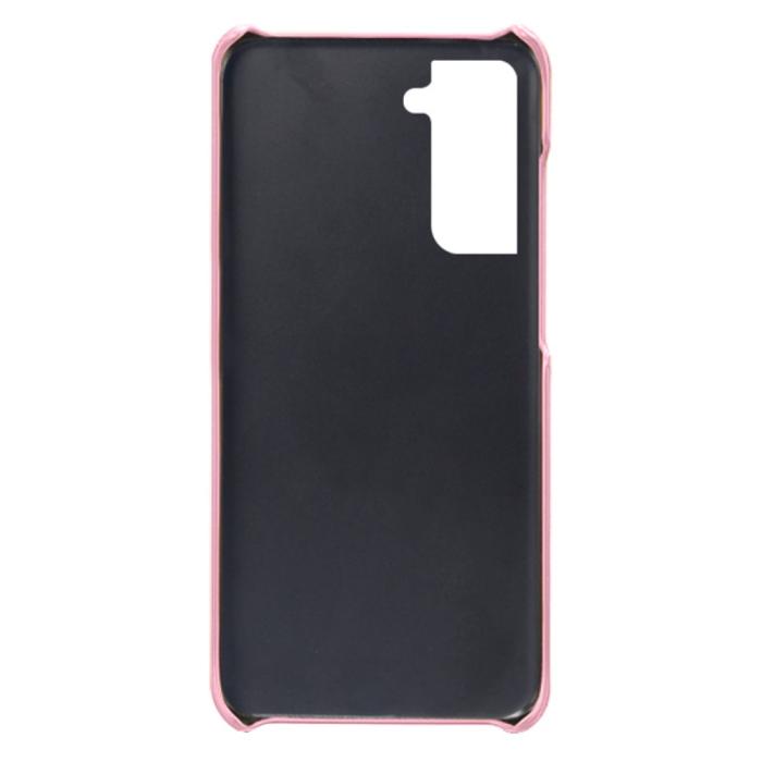 Bild 4,  Samsung Galaxy S24 Läderbelagt Skal Med Kortfack Roséguld