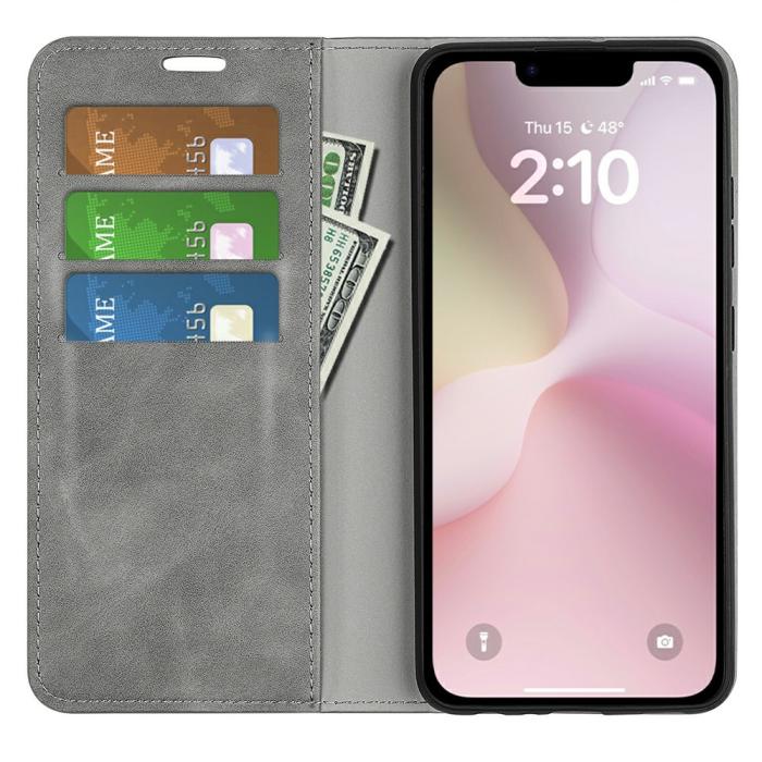 Bild 2,  iPhone 17e / 16e Fodral Flip Skin Touch Grå