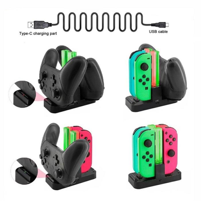 Bild 5, DOBE DOBE LED Laddningsstation För Joy-Con/Pro Handkontroller Svart