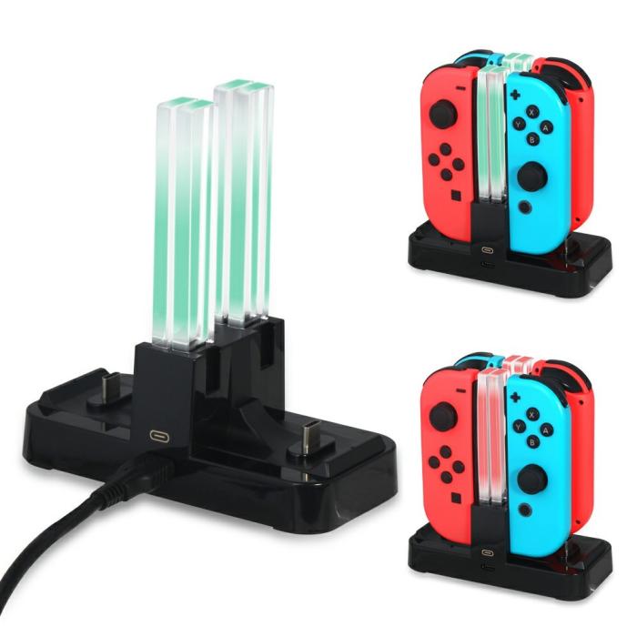 Bild 6, DOBE DOBE LED Laddningsstation För Joy-Con/Pro Handkontroller Svart