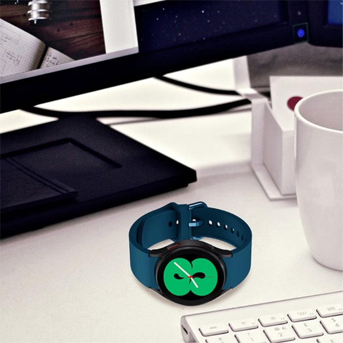 Bild 6,  Silikon Armband För Galaxy Watch 4/5/5 Pro/6/7/FE Mörk Blå