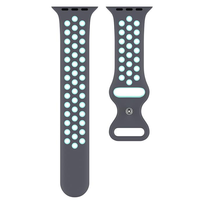 Bild 3, ColorPop Sportarmband Dual-Color Apple Watch 42/41/40/38 mm (M/L) Grå/Teal