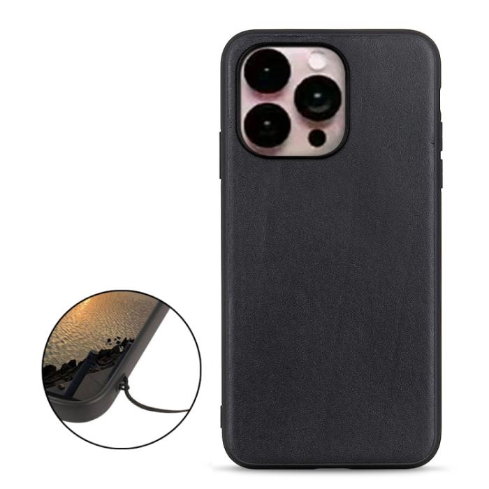 Bild 2,  iPhone 14 Pro Max Skal Äkta Läder Svart