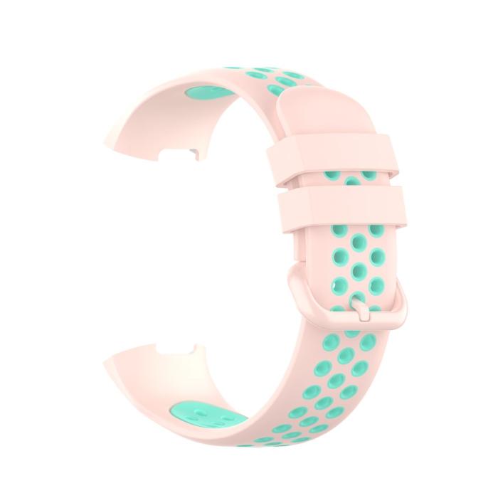 Bild 4,  Fitbit Charge 4/3 Silikon Träningsarmband Ljus Rosa/Grön