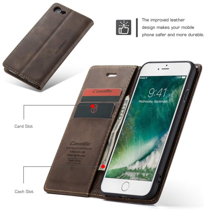 Bild 2, CASEME iPhone 7/8/SE (2020/2022) - CASEME Retro Fodral - Brun
