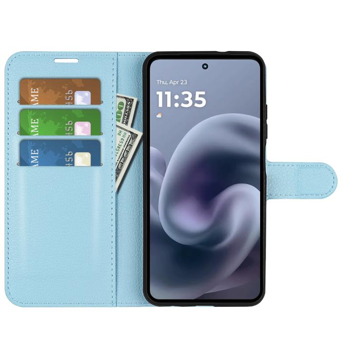 Bild 5,  Motorola Moto G86 5G Fodral Litchi Läder Blå