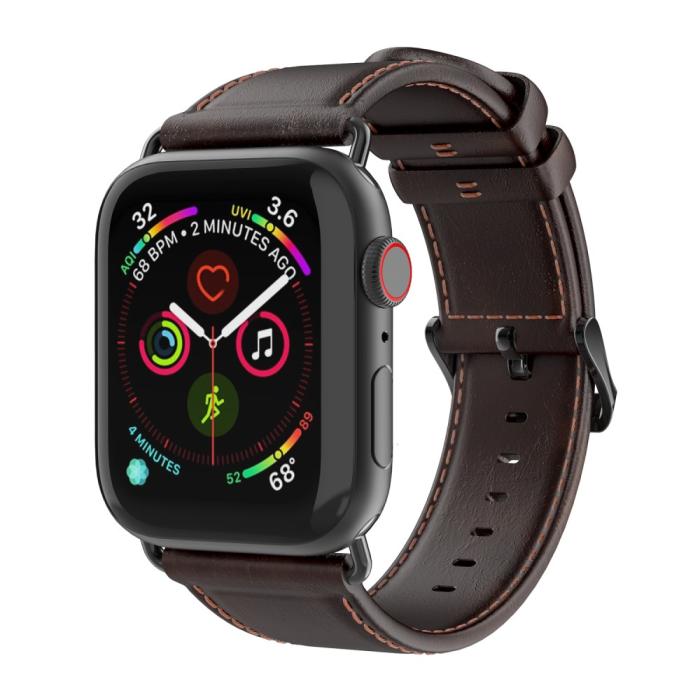 Bild 2, DUX DUCIS DUX DUCIS Apple Watch 42/44/45/46/49 mm Klockarmband Äkta Läder Mörk Brun