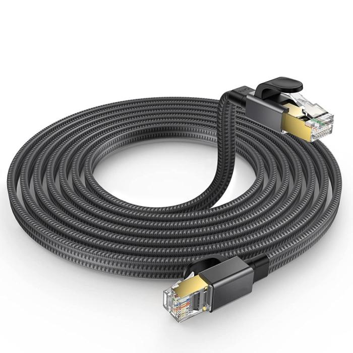 Bild 2,  10m Cat8 40Gbps RJ45 S/FTP Platt Nylon Nätverkskabel Grå
