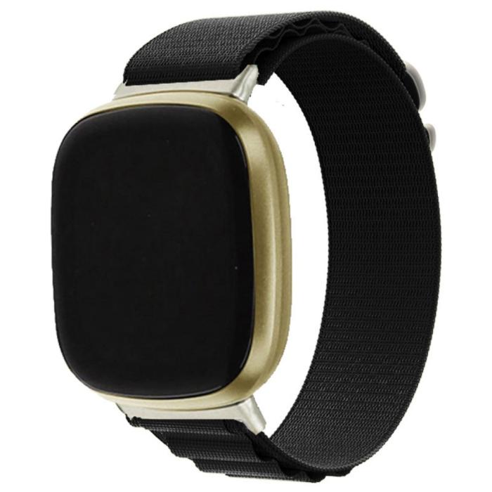 Bild 4,  Fitbit Versa 4/Sense 2 Armband Justerbar Nylon Svart