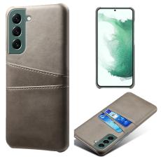  Samsung Galaxy S24 L&auml;derbelagt Skal Med Kortfack Gr&aring;