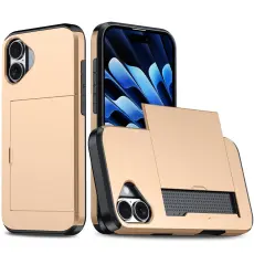  iPhone 17 Skal Hybrid Med Kortfack Guld