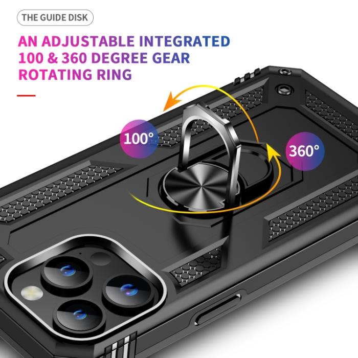 Bild 4,  iPhone 15 Pro Skal Hybrid Armor Ring Svart