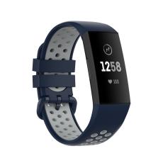  Fitbit Charge 4/3 Silikon Tr&auml;ningsarmband M&ouml;rk Bl&aring;/Gr&aring;