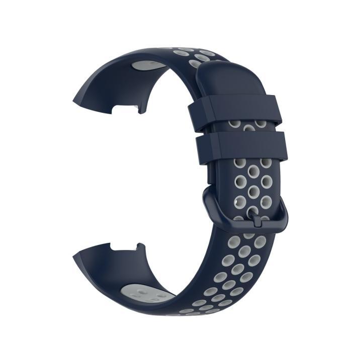 Bild 4,  Fitbit Charge 4/3 Silikon Träningsarmband Mörk Blå/Grå