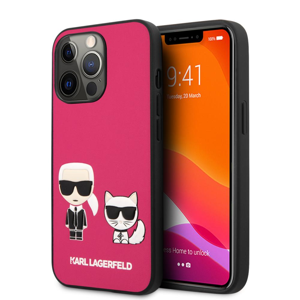 Karl Lagerfeld Karl Lagerfeld iPhone 13 Pro Max Skal Karl & Choupette PU Läder Fuchsia