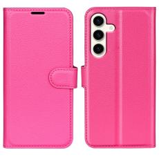  Samsung Galaxy S24 Plus Fodral Litchi Textur Rosa