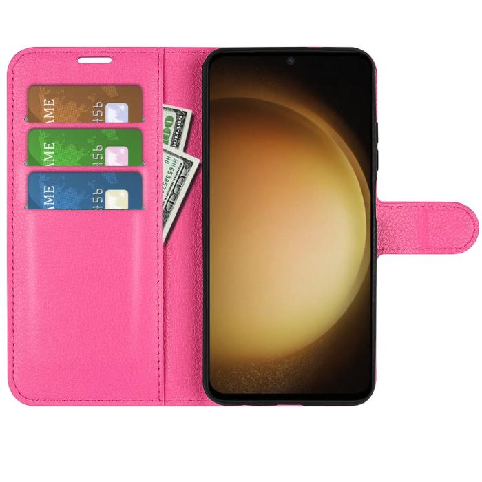Bild 2,  Samsung Galaxy S24 Plus Fodral Litchi Textur Rosa