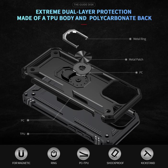 Bild 5,  iPhone 16 Pro Max Skal Shockproof Hybrid Ring Svart