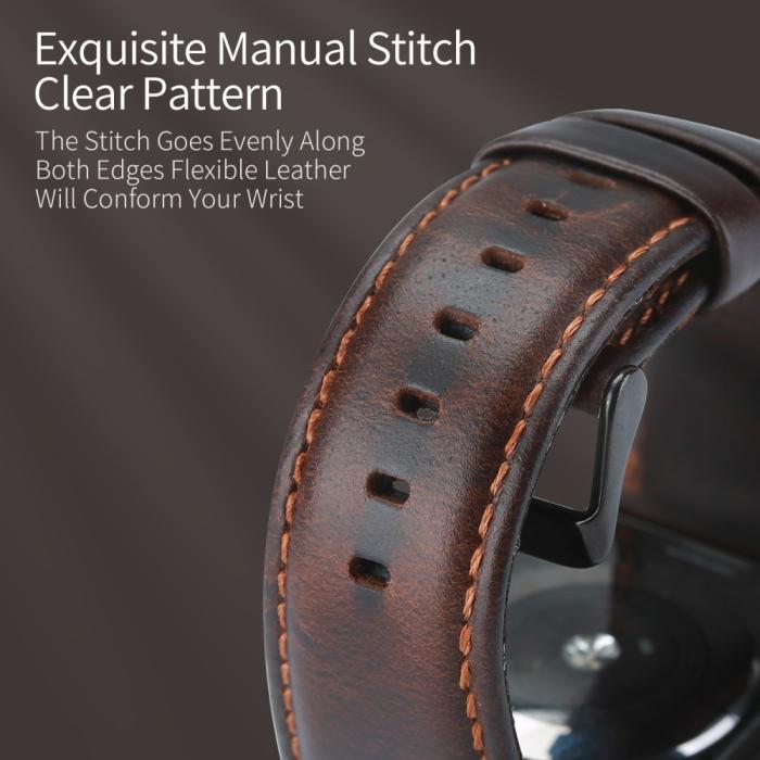 Bild 6, DUX DUCIS DUX DUCIS Apple Watch 42/44/45/46/49 mm Klockarmband Äkta Läder Mörk Brun