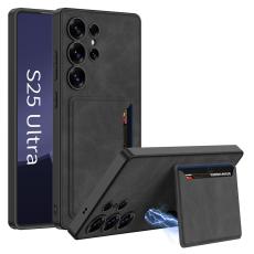 GKK GKK Galaxy S25 Ultra Skal Med Kortfack/Kickstand L&auml;der Svart