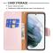  Samsung Galaxy S21 FE Fodral Litchi Textur Roséguld