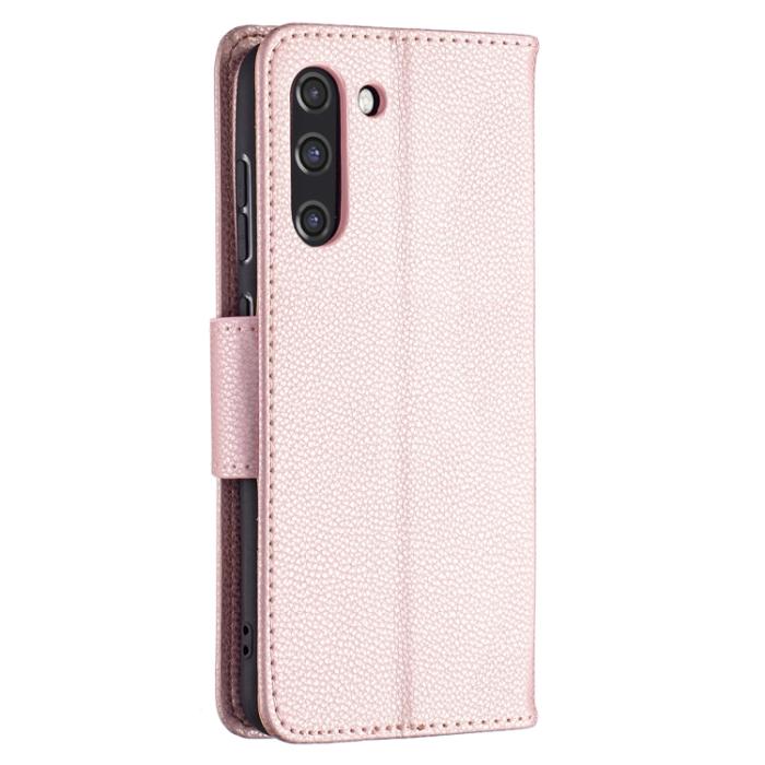 Bild 3,  Samsung Galaxy S21 FE Fodral Litchi Textur Roséguld