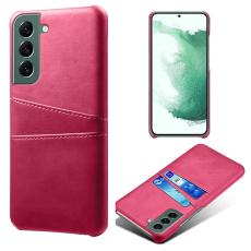  Samsung Galaxy S24 L&auml;derbelagt Skal Med Kortfack Rosa