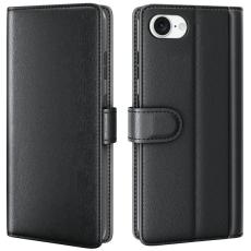  iPhone 17e / 16e Fodral Premium &Auml;kta L&auml;der Svart