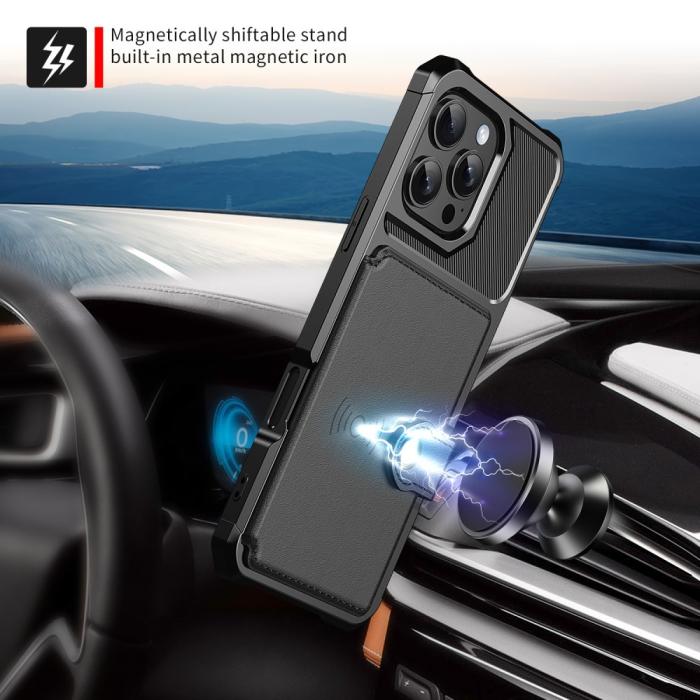 Bild 6,  iPhone 16 Pro Skal Med Kortfack Svart