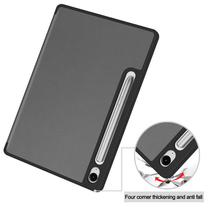 Bild 6,  Samsung Galaxy Tab S10 Lite Fodral Tri-Fold Pennhållare Grå