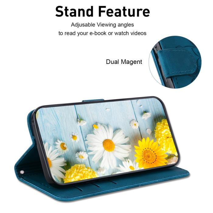 Bild 2,  Xiaomi 14 Fodral Blommigt Tryck Mörk Blå