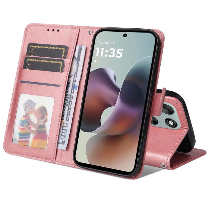Bild 2,  Motorola Moto G56 5G Fodral Läder Roséguld