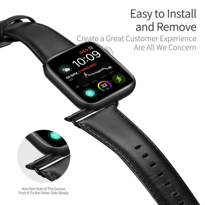 Bild 2, DUX DUCIS DUX DUCIS Apple Watch 38/40/41/42 mm Klockarmband Äkta Läder Svart
