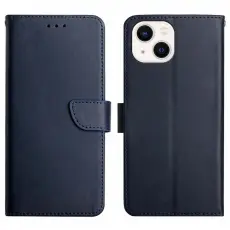  iPhone 15 Fodral &Auml;kta L&auml;der Nappa Textur Bl&aring;