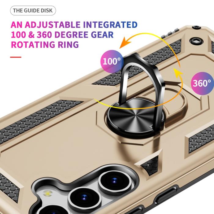 Bild 3,  Samsung Galaxy S25 Skal Armor Ring Hybrid Guld