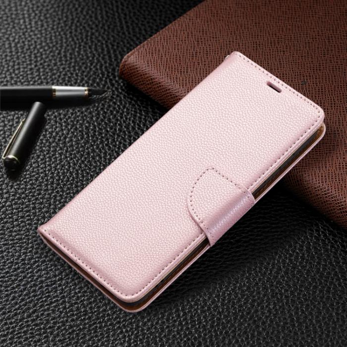 Bild 6,  Samsung Galaxy S21 FE Fodral Litchi Textur Roséguld