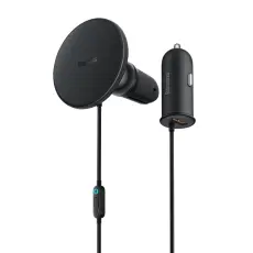 BASEUS Baseus 15W Magnetisk Tr&aring;dl&ouml;s Billaddare Svart
