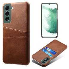  Samsung Galaxy S24 L&auml;derbelagt Skal Med Kortfack Brun