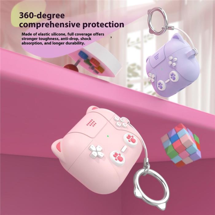 Bild 3,  AirPods Pro 3 Skal Silikon Med Nyckelring Katt Ljus Lila