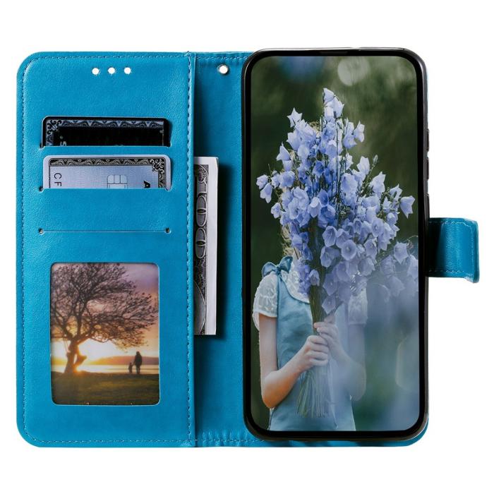 Bild 3,  Motorola Moto E22i Fodral Mandala Läder Blå