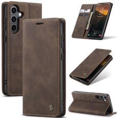 CASEME CASEME Samsung Galaxy S25 Plus Fodral Flip Retro L&auml;der M&ouml;rk Brun