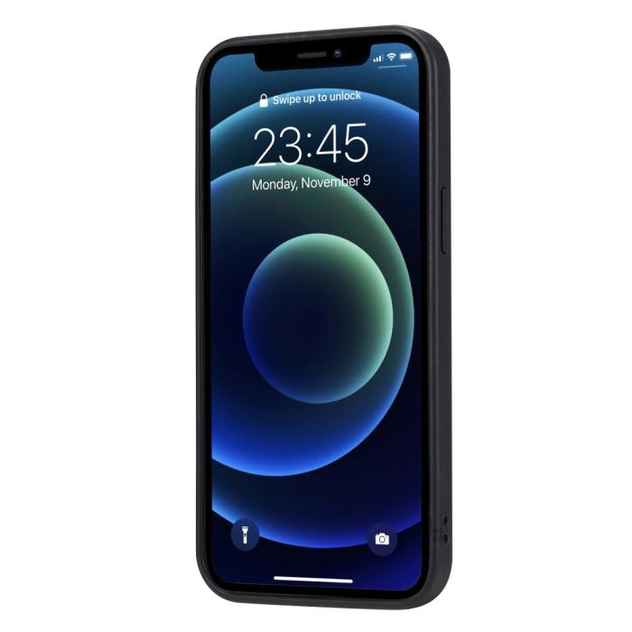 Bild 3,  iPhone 12 / 12 Pro - Läder Skal Med Kortfack - Brun