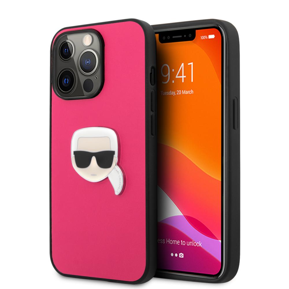 Karl Lagerfeld Karl Lagerfeld iPhone 13 Pro Max Skal PU Läder Karl Head Rosa